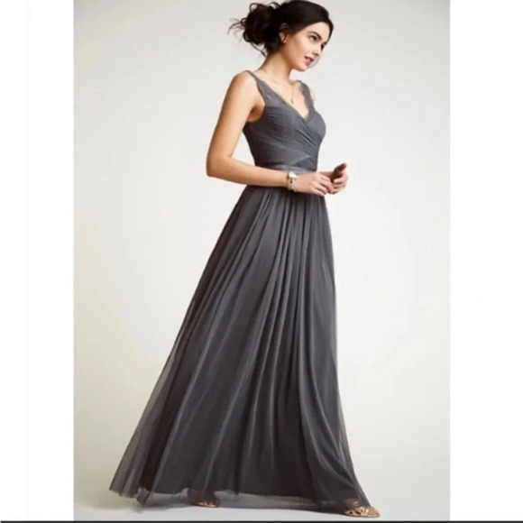 Moving Sale! 💘  Anthropologie BHLDN Hitherto Fleur Lace Gray Sleeveless Dress 2 - Picture 2 of 9